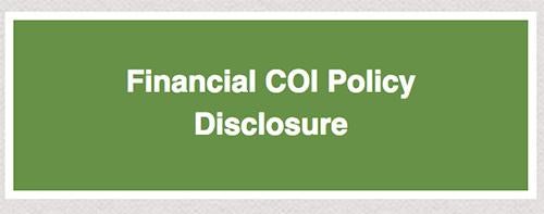 Banner which says Financial COI Policy Disclosure 